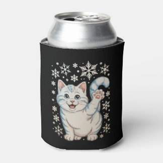 Porta-lata Christmas Cat Snowflakes Kitten Snow Holiday