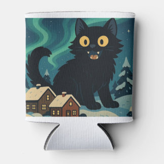 Porta-lata Christmas Icelandic Yule Cat with Northern Lights
