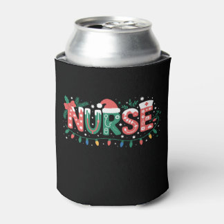 Porta-lata Christmas Nurse Santa Hat Stethoscope Bow Lights
