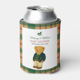 Porta-lata Christmas Plaid Preppy Bear Baby Shower 