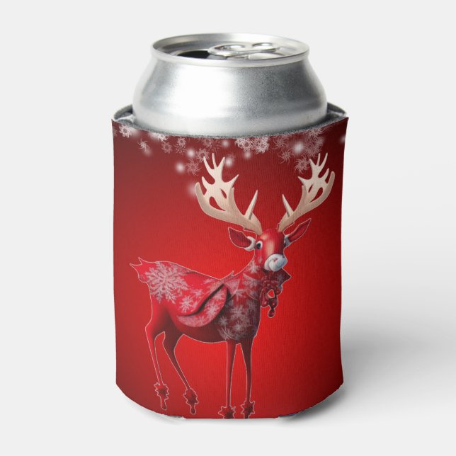 Porta-lata Christmas Red Reindeer Winter Holidays (Can Front)