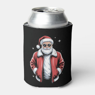Porta-lata Christmas Santa Sunglasses Leather Jacket Bomber