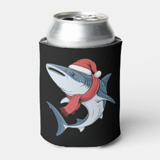 Porta-lata Christmas Whale Shark Santa Hat Scarf Ocean Fish