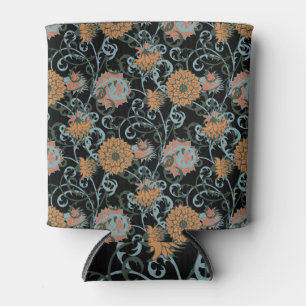 Porta-lata Chrysanthemum Black Background, Floral Vintage.