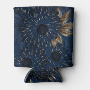 Porta-lata Chrysanthemum desenhado à mão, elegante padrão flo