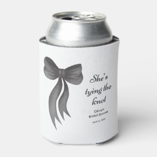 Porta-lata Chuva de Arroz com Laço Preto Ela Está Casando 