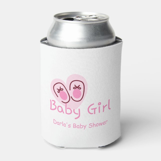 Porta-lata Chuva de Bebê Menina Sapatinhos Rosa (Can Front)