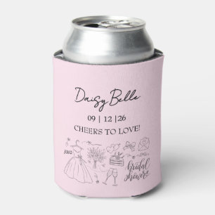 Porta-lata Chuva de Noiva Desenho à Mão Doodle Rosa