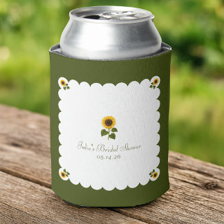 Porta-lata Chuva de Noiva Elegante Rustica Girassol Verde Oli