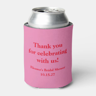 Porta-lata Chuveiro de Noiva Estiloso Rosa Vermelho Obrigado 