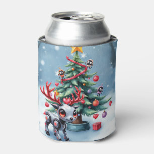 Porta-lata Ciberpunk Reindeer bonito com Árvore de Natal