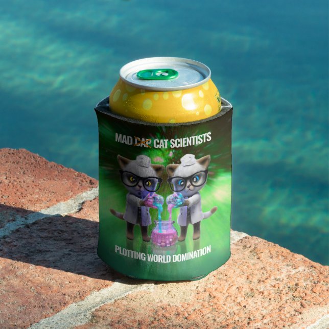 Porta-lata Cientistas Gatos Engraçados Fazendo Dominação Mund (Piscina in situ)