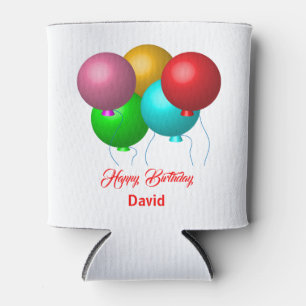 Porta-lata Cinco Balões de Aniversário Personalizados Feliz A