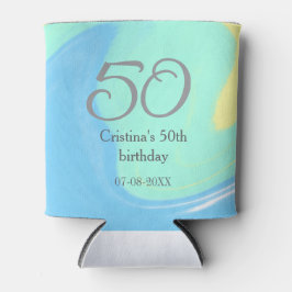 Porta-lata Cinza azul verde data de adição do nome do anivers