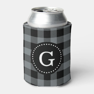 Porta-lata Cinza Carvão Preto Búfalo Xadrez Plaid 1I Monogram