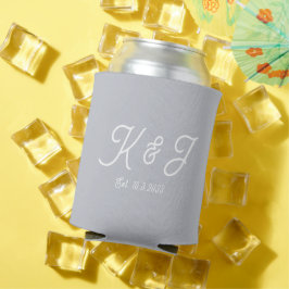 Porta-lata Cinza De Casamento Favorito Monogrammed Pode Resfr