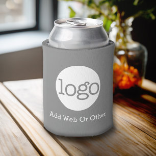Porta-lata Cinza de logotipo básico para empresas ou para log