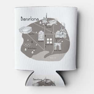 Porta-lata Cinza do poster de Barcelona