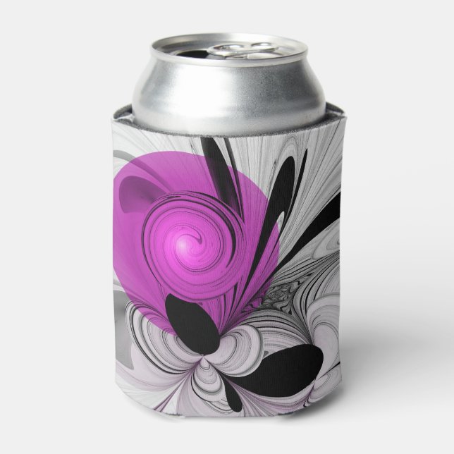 Porta-lata Cinza Negra abstrato com Fratura Magenta (Can Front)