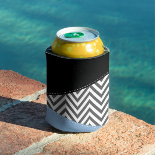 Porta-lata Cinza Zigzag, Cinza Chevron, Zigzag Patterno, Azul