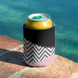 Porta-lata Cinza Zigzag, Cinza Chevron, Zigzag Patterno, Rosa