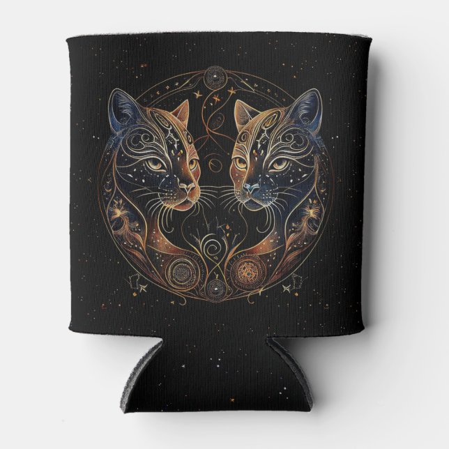 Porta-lata Círculo Felino Artístico Gatos Gêmeos (Frente)