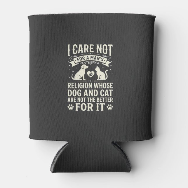 Porta-lata Citação da Religião de Cachorro e Gato (Frente)