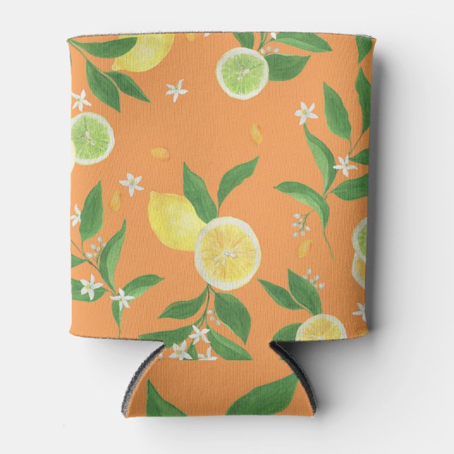 Porta-lata Citrus Bloom Watercolor Tecido (Frente)