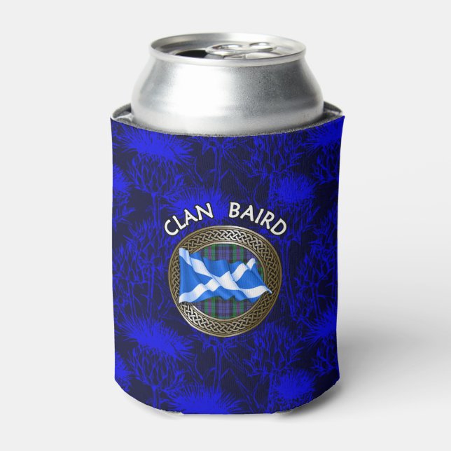 Porta-lata Clan Baird Tartan Knot & Flag (Can Front)