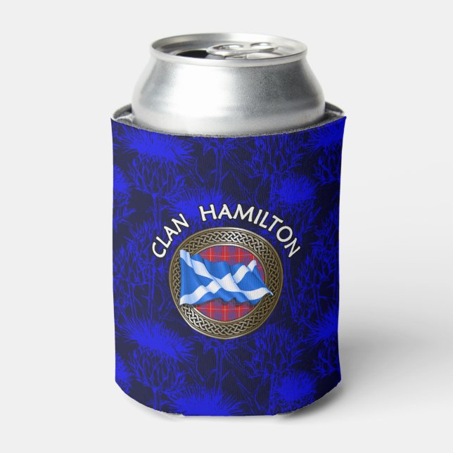 Porta-lata Clan Hamilton Tartan Knot & Flag (Can Front)