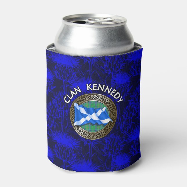 Porta-lata Clan Kennedy Tartan Knot & Flag (Can Front)