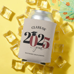 Porta-lata Classe do Maroon Moderno do Formando 2025
