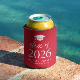 Porta-lata Classe Moderna de Graduação Vermelha de Script 202