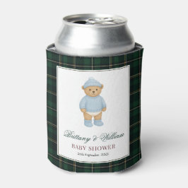 Porta-lata Classic Preppy Bear Designer Plaid Baby Shower