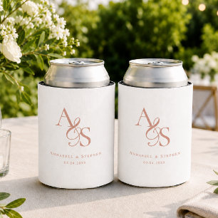 Porta-lata Clássico Elegante Monograma Casamento Cobre Branco