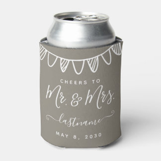 Porta-lata Clássico Minimalista de Casamento do Monograma Mod