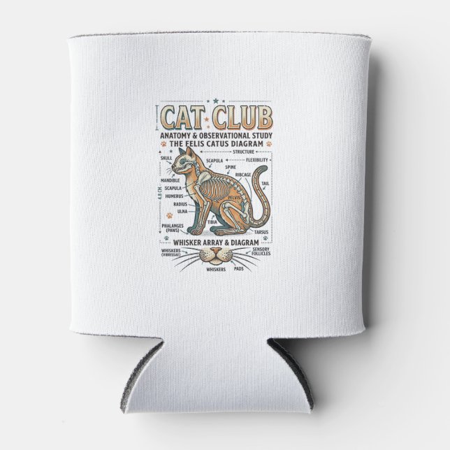 Porta-lata Clube de Gatos Anatomia de Gato Diagrama Científic (Frente)