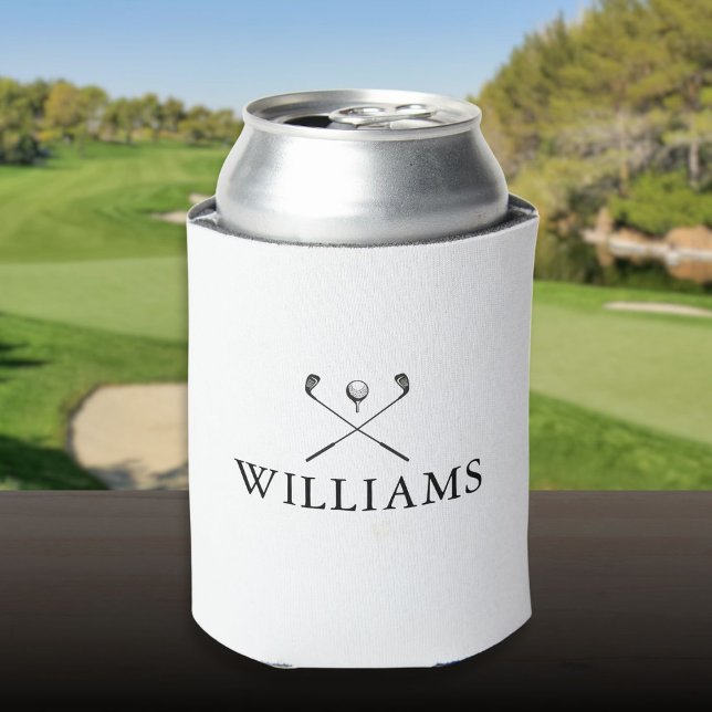 Porta-lata Clusters de Golfe de Nome Personalizado Moderno (Modern Personalized Name Golf Clubs Can Cooler)