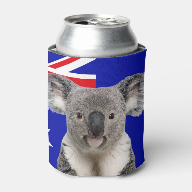 Porta-lata Coala com fundo da bandeira australiana   (Can Front)