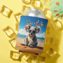 Coala na praia vestindo chifres e enfeites