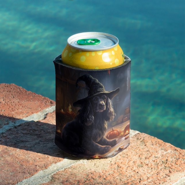 Porta-lata Cocker Spaniel Pumpkins Halloween Assustado (Piscina in situ)