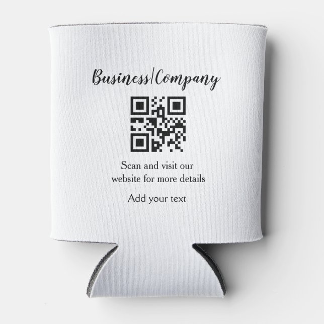 Porta-lata Código de barras QR add name do site da empresa co (Frente)