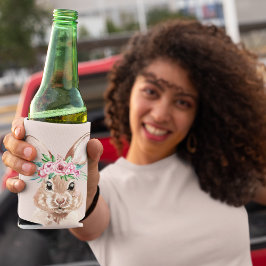 Porta-lata Coelhinho De Aquarela Rosa De Pastel Moderno Com F