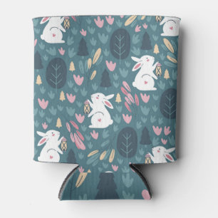 Porta-lata Coelho bonito: impressão de vintage sem costura.
