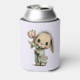 Porta-lata Coelho Fofo Segurando uma Tulipa