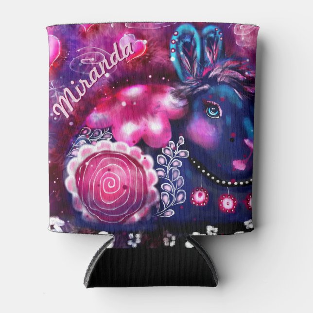 Porta-lata Coelho Whimsso 'Glamor Bunny' Rosa Púrpura (Frente)