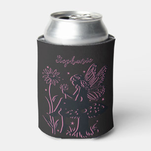 Porta-lata Cogumelo e Flor de Fada Fofo Preto e Rosa