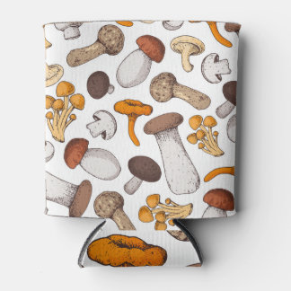 Porta-lata Cogumelos desenhados à mão: fundo de comida.