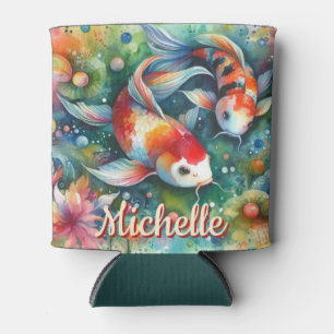 Porta-lata Coi Fish Whimsical Watercolor Personalizado