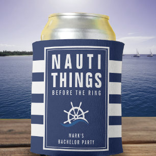 Porta-lata Coisas Nauti Festa de Solteiro Navio Leme Listras